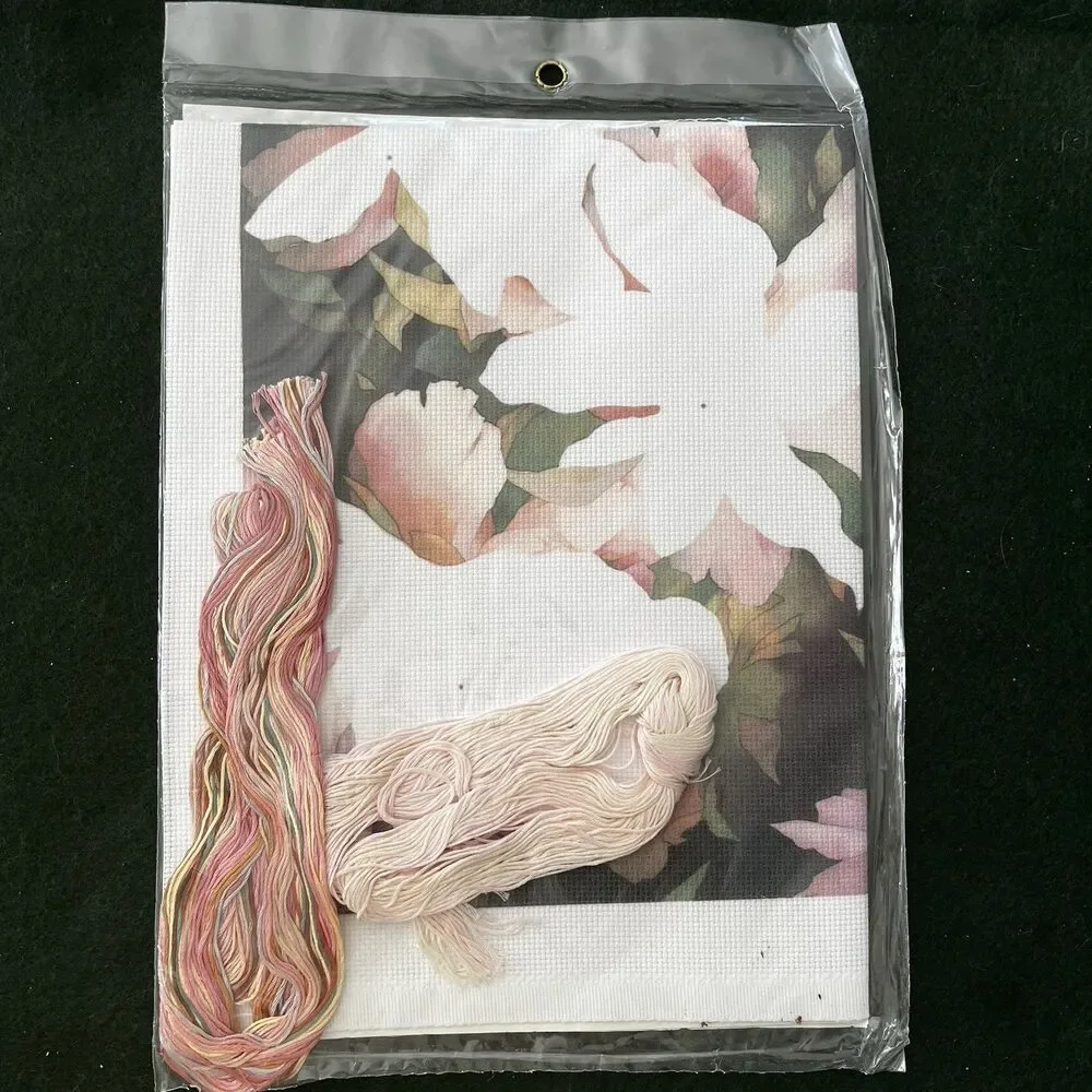 JCA Needle Treasures Printed Counted Cross Stitch #02584 Pink Peonies 12